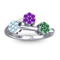 Amethyst Fashion Ring In Platinum With Aquamarine And Emerald – Padmadi Simple Ring