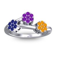 Amethyst Fashion Ring In 18k White Gold With Blue Sapphire And Citrine – Padmadi Simple Ring