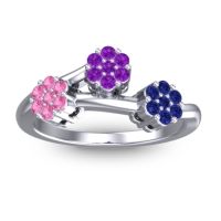 Amethyst Fashion Ring In Palladium With Pink Tourmaline And Blue Sapphire – Padmadi Simple Ring