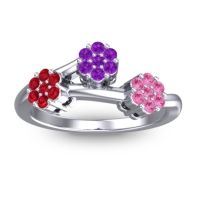 Amethyst Fashion Ring In Palladium With Ruby And Pink Tourmaline – Padmadi Simple Ring
