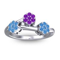 Amethyst Fashion Ring In Platinum With Swiss Blue Topaz – Padmadi Simple Ring