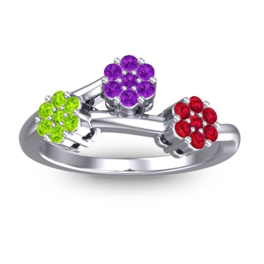 Simple Floral Pave Padmadi Ring