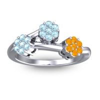 Aquamarine Fashion Ring In Palladium With Citrine – Padmadi Simple Ring