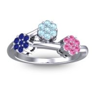 Aquamarine Fashion Ring In Palladium With Blue Sapphire And Pink Tourmaline – Padmadi Simple Ring