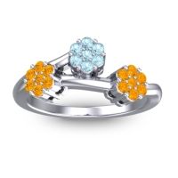 Aquamarine Fashion Ring In 18k White Gold With Citrine – Padmadi Simple Ring