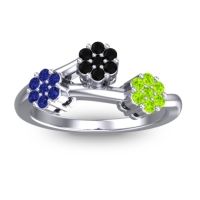 Black Onyx Fashion Ring In Palladium With Blue Sapphire And Peridot – Padmadi Simple Ring