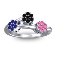 Black Onyx Fashion Ring In 18k White Gold With Blue Sapphire And Pink Tourmaline – Padmadi Simple Ring
