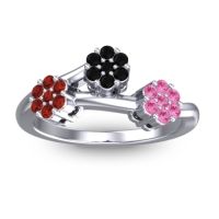 Black Onyx Fashion Ring In Platinum With Garnet And Pink Tourmaline – Padmadi Simple Ring