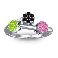 Black Onyx Fashion Ring In Palladium With Peridot And Pink Tourmaline – Padmadi Simple Ring