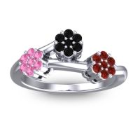 Black Onyx Fashion Ring In Palladium With Pink Tourmaline And Garnet – Padmadi Simple Ring