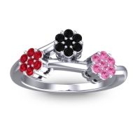 Black Onyx Fashion Ring In Palladium With Ruby And Pink Tourmaline – Padmadi Simple Ring