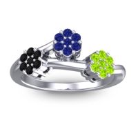 Blue Sapphire Fashion Ring In Platinum With Black Onyx And Peridot – Padmadi Simple Ring