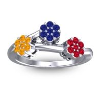 Blue Sapphire Fashion Ring In Palladium With Citrine And Ruby – Padmadi Simple Ring