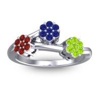 Blue Sapphire Fashion Ring In 18k White Gold With Garnet And Peridot – Padmadi Simple Ring