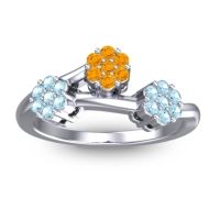 Citrine Fashion Ring In Palladium With Aquamarine – Padmadi Simple Ring