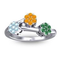 Citrine Fashion Ring In Palladium With Aquamarine And Emerald – Padmadi Simple Ring