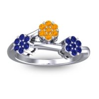 Citrine Fashion Ring In 18k White Gold With Blue Sapphire – Padmadi Simple Ring
