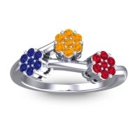 Citrine Fashion Ring In 18k White Gold With Blue Sapphire And Ruby – Padmadi Simple Ring