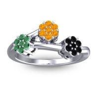 Citrine Fashion Ring In 18k White Gold With Emerald And Black Onyx – Padmadi Simple Ring