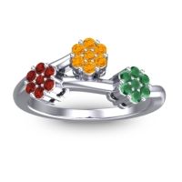 Citrine Fashion Ring In 18k White Gold With Garnet And Emerald – Padmadi Simple Ring