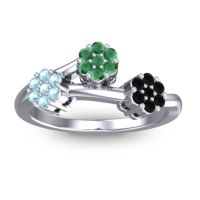 Emerald Fashion Ring In Palladium With Aquamarine And Black Onyx – Padmadi Simple Ring