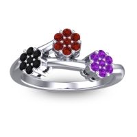 Garnet Fashion Ring In Platinum With Black Onyx And Amethyst – Padmadi Simple Ring