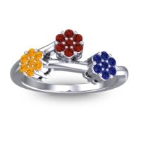Garnet Fashion Ring In Platinum With Citrine And Blue Sapphire – Padmadi Simple Ring
