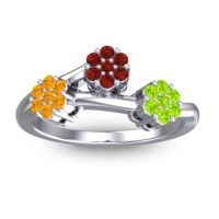 Garnet Fashion Ring In Platinum With Citrine And Peridot – Padmadi Simple Ring