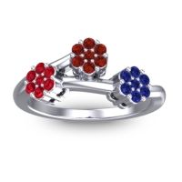 Garnet Fashion Ring In Palladium With Ruby And Blue Sapphire – Padmadi Simple Ring