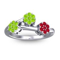 Peridot Fashion Ring In Platinum With Ruby – Padmadi Simple Ring