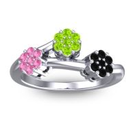 Peridot Fashion Ring In Palladium With Pink Tourmaline And Black Onyx – Padmadi Simple Ring