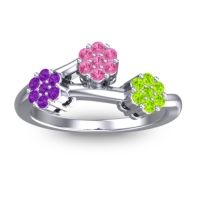Pink Tourmaline Fashion Ring In Platinum With Amethyst And Peridot – Padmadi Simple Ring