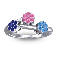 Pink Tourmaline Fashion Ring In Platinum With Blue Sapphire And Swiss Blue Topaz – Padmadi Simple Ring