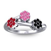 Pink Tourmaline Fashion Ring In Palladium With Ruby And Black Onyx – Padmadi Simple Ring