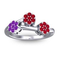 Ruby Fashion Ring In 18k White Gold With Amethyst – Padmadi Simple Ring