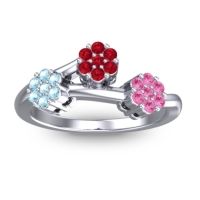 Ruby Fashion Ring In Palladium With Aquamarine And Pink Tourmaline – Padmadi Simple Ring