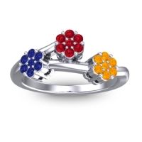 Ruby Fashion Ring In Palladium With Blue Sapphire And Citrine – Padmadi Simple Ring