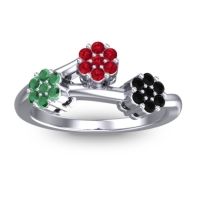 Ruby Fashion Ring In 18k White Gold With Emerald And Black Onyx – Padmadi Simple Ring