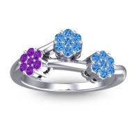 Swiss Blue Topaz Fashion Ring In Platinum With Amethyst – Padmadi Simple Ring