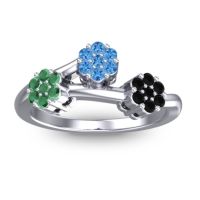 Swiss Blue Topaz Fashion Ring In 18k White Gold With Emerald And Black Onyx – Padmadi Simple Ring