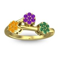 Amethyst Fashion Ring In 18k Yellow Gold With Citrine And Emerald – Padmadi Simple Ring