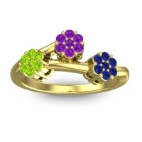 Amethyst Fashion Ring In 18k Yellow Gold With Peridot And Blue Sapphire – Padmadi Simple Ring