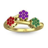 Amethyst Fashion Ring In 18k Yellow Gold With Ruby And Emerald – Padmadi Simple Ring