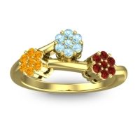 Aquamarine Fashion Ring In 18k Yellow Gold With Citrine And Garnet – Padmadi Simple Ring