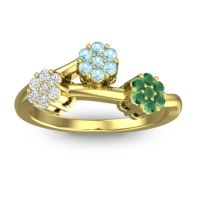 Aquamarine Fashion Ring In 18k Yellow Gold With Lab Diamond And Emerald – Padmadi Simple Ring
