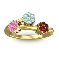 Aquamarine Fashion Ring In 18k Yellow Gold With Pink Tourmaline And Garnet – Padmadi Simple Ring