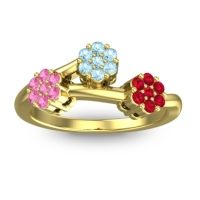 Aquamarine Fashion Ring In 18k Yellow Gold With Pink Tourmaline And Ruby – Padmadi Simple Ring