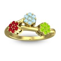 Aquamarine Fashion Ring In 18k Yellow Gold With Ruby And Peridot – Padmadi Simple Ring
