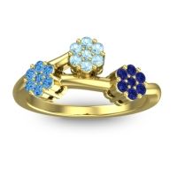 Aquamarine Fashion Ring In 18k Yellow Gold With Swiss Blue Topaz And Blue Sapphire – Padmadi Simple Ring