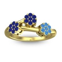 Blue Sapphire Fashion Ring In 18k Yellow Gold With Swiss Blue Topaz – Padmadi Simple Ring